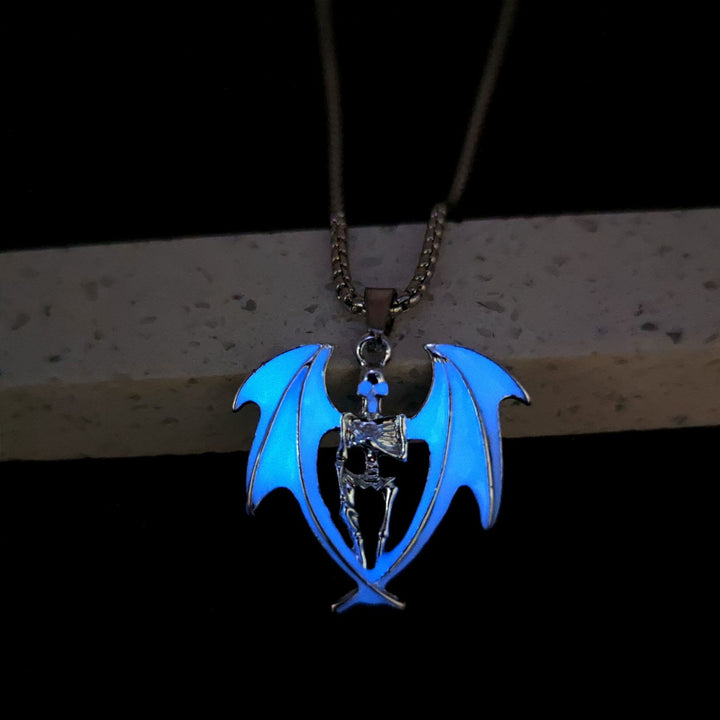 FREE Today: Halloween Luminous Skull Flame Wings Necklace