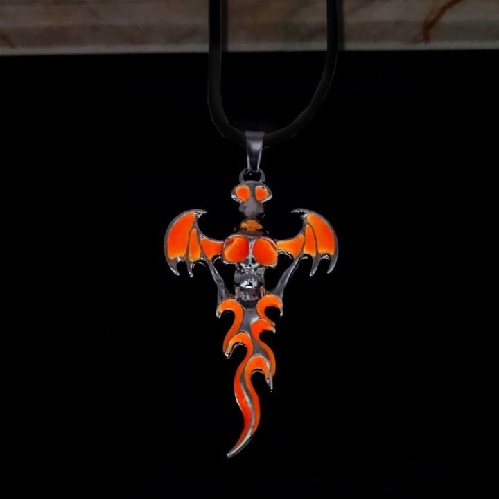 WorldNorse Skull Head Wings Glow Necklace