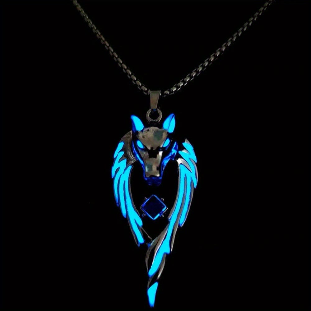 WorldNorse Night Light Wolf King Necklace