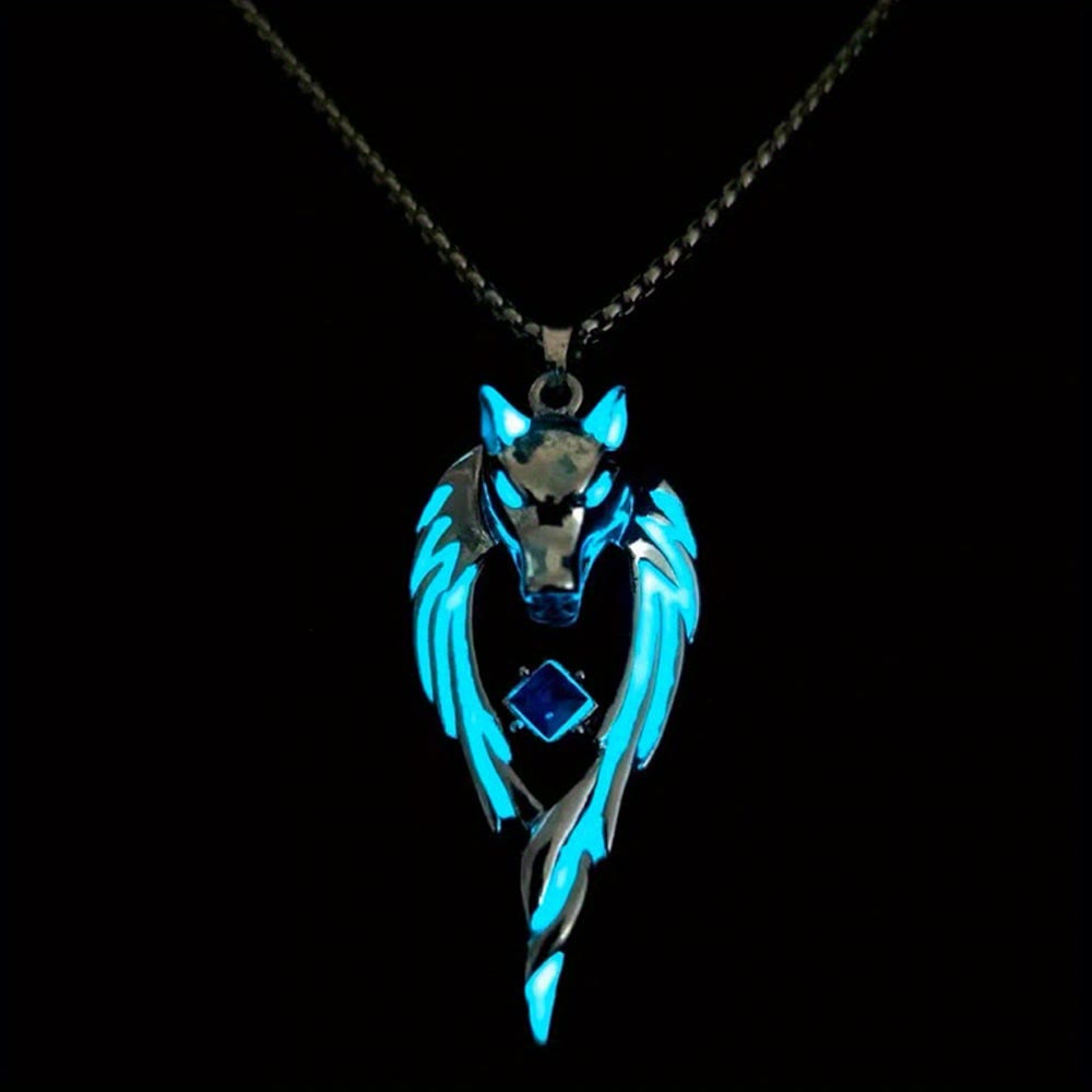 WorldNorse Night Light Wolf King Necklace