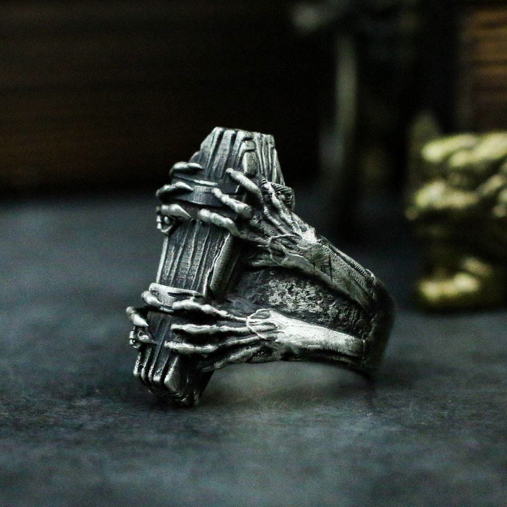 WorldNorse Gothic Skeleton Coffin Tomb Ring