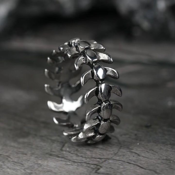 WorldNorse Gothic Retro Spine Fish Bone Ring