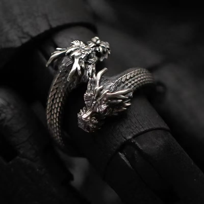 WorldNorse Retro Two-Headed Norse Dragon Ring