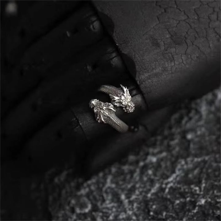 WorldNorse Retro Two-Headed Norse Dragon Ring