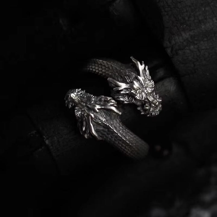 WorldNorse Retro Two-Headed Norse Dragon Ring