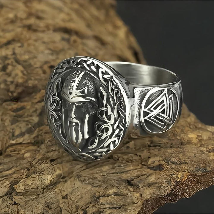 WorldNorse Odin Head Celtic Knot Valknut Ring