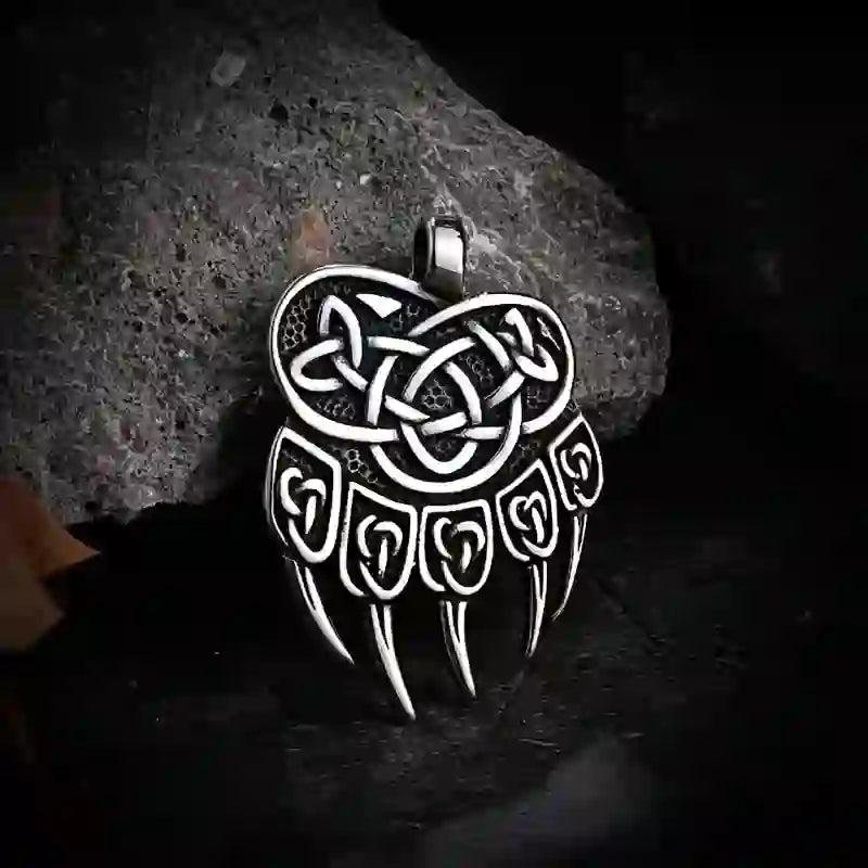 WorldNorse Viking Bear Paw Celtic Knot Necklace