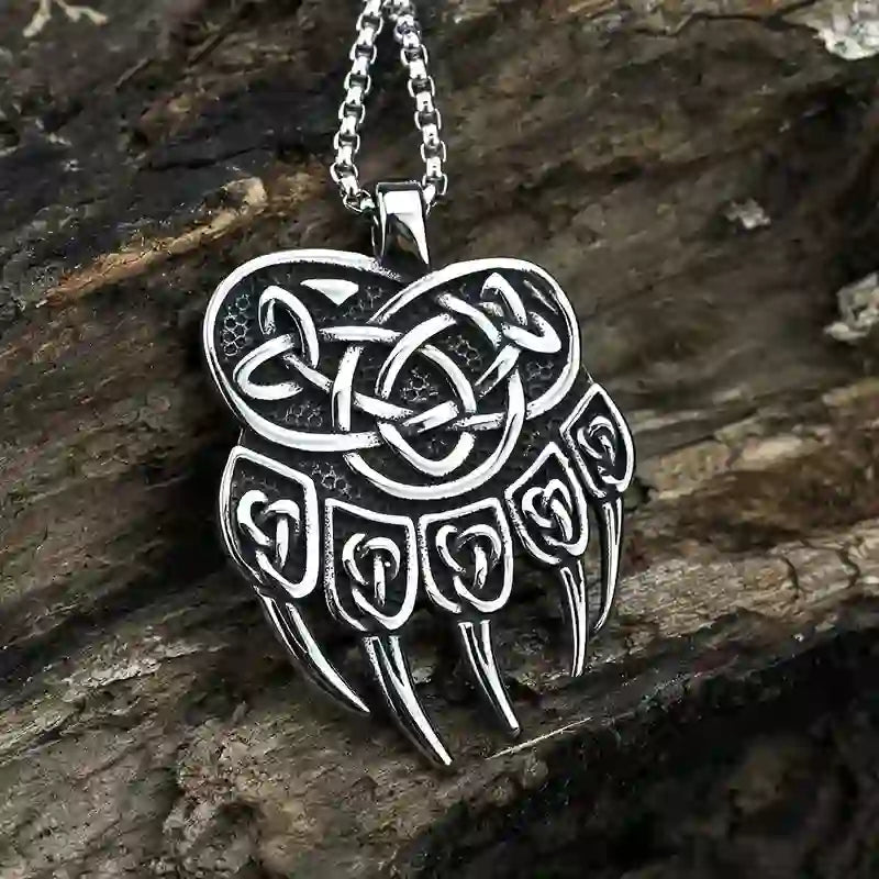 WorldNorse Viking Bear Paw Celtic Knot Necklace