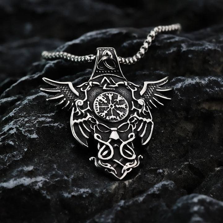 WorldNorse Bird Wings Vegvisir Valknut Triquetra Necklace