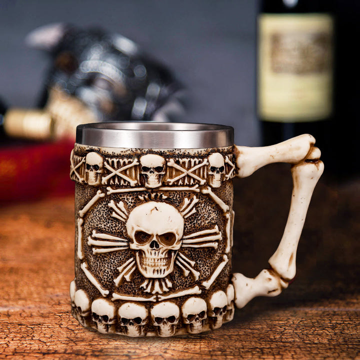 WorldNorse Skull Skeleton Handle Beer Mug