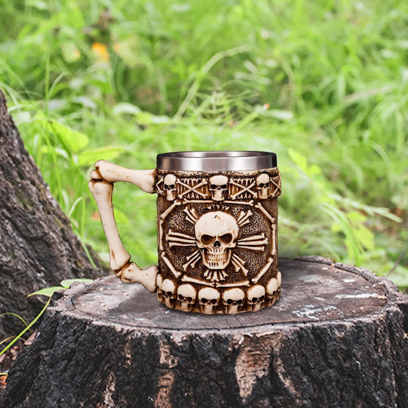 WorldNorse Skull Skeleton Handle Beer Mug