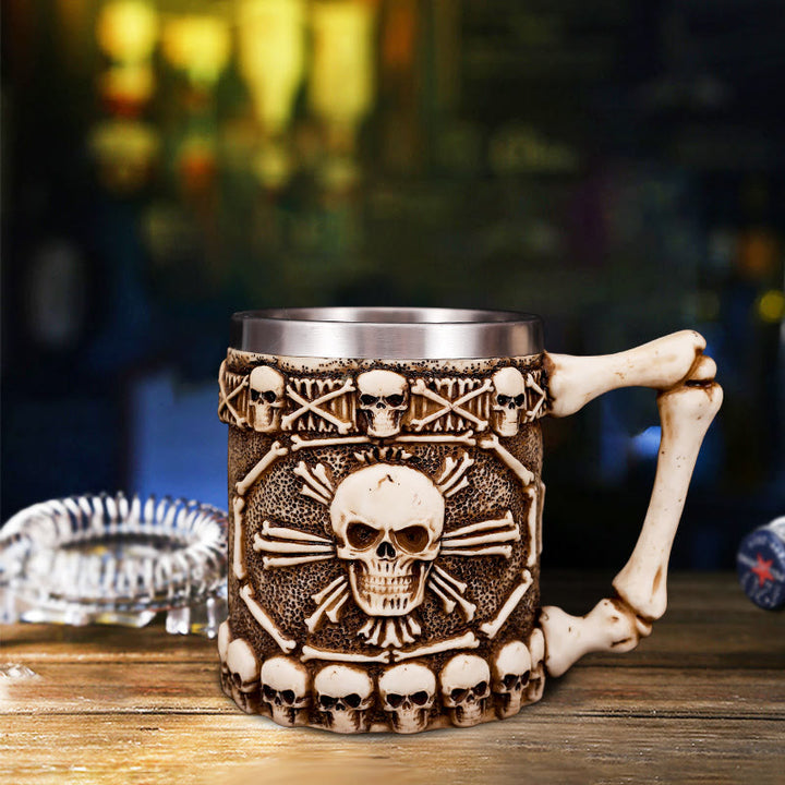 WorldNorse Skull Skeleton Handle Beer Mug