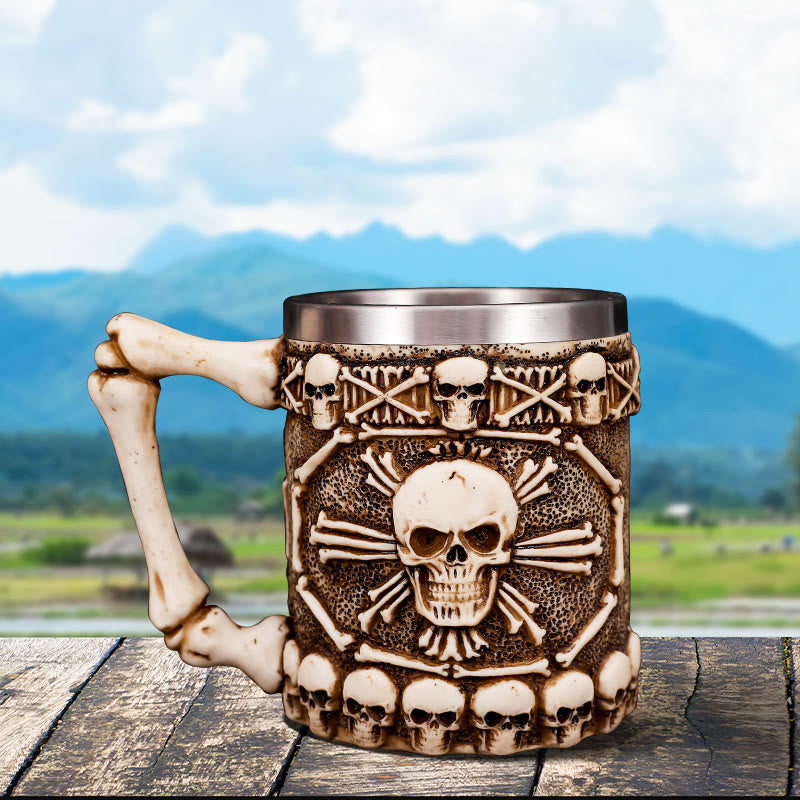 WorldNorse Skull Skeleton Handle Beer Mug