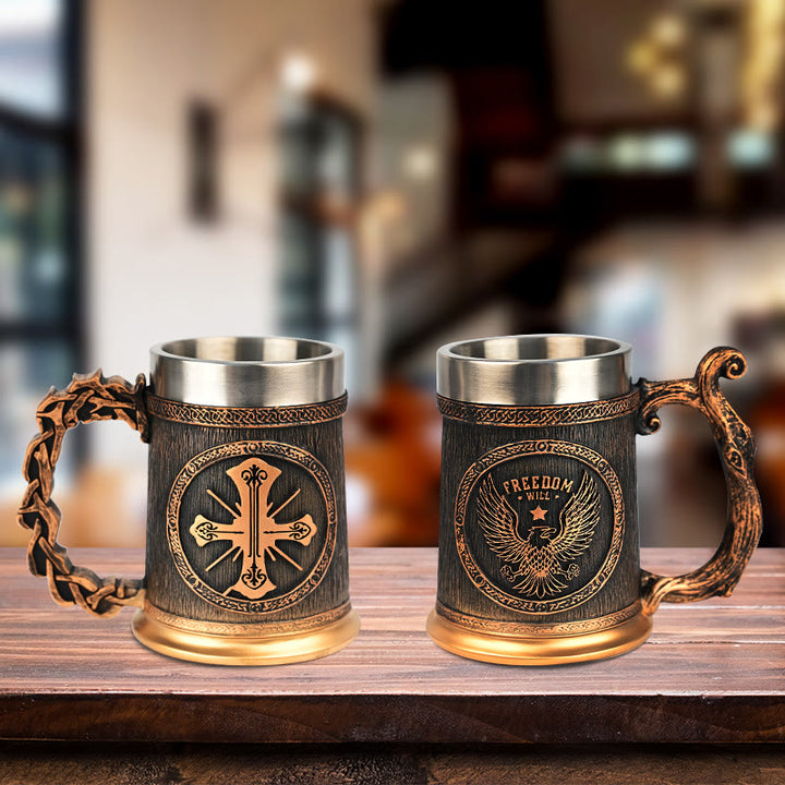 WorldNorse Cross Emblem Eagle Beer Mug