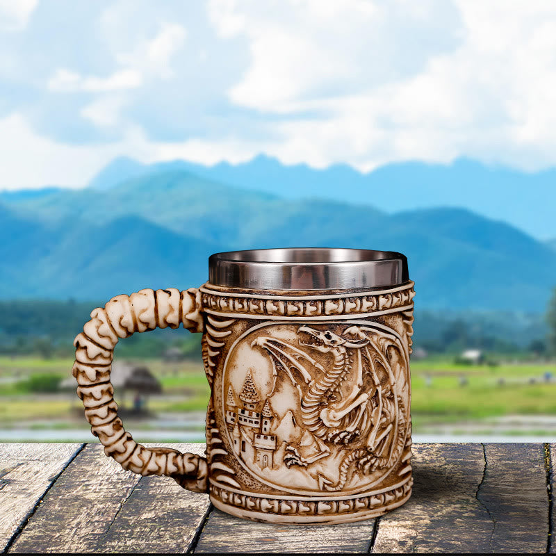 WorldNorse Viking Norse Dragon Carvings Beer Mug