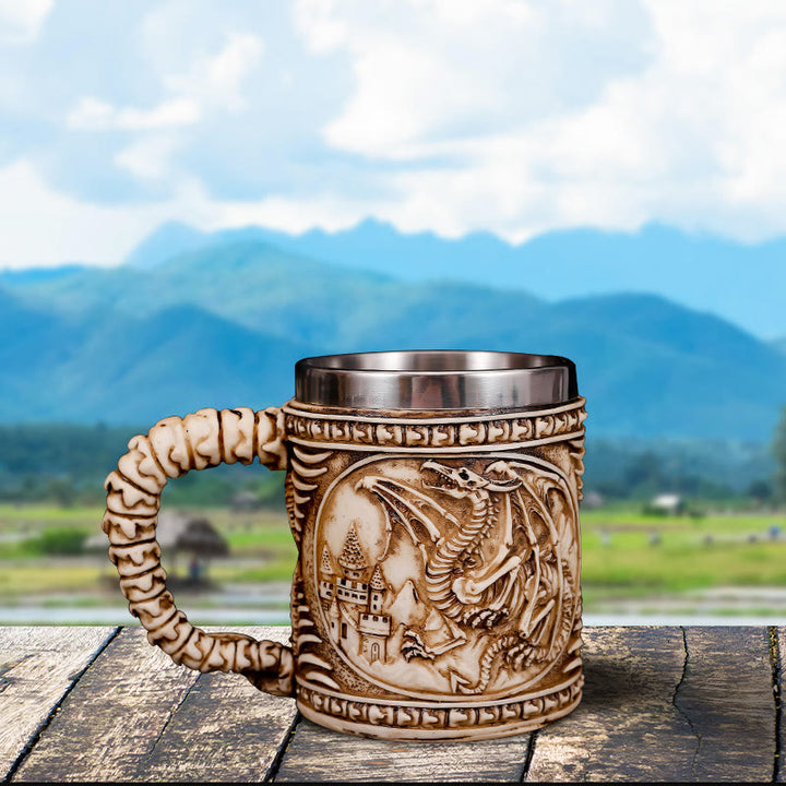 WorldNorse Viking Norse Dragon Carvings Beer Mug