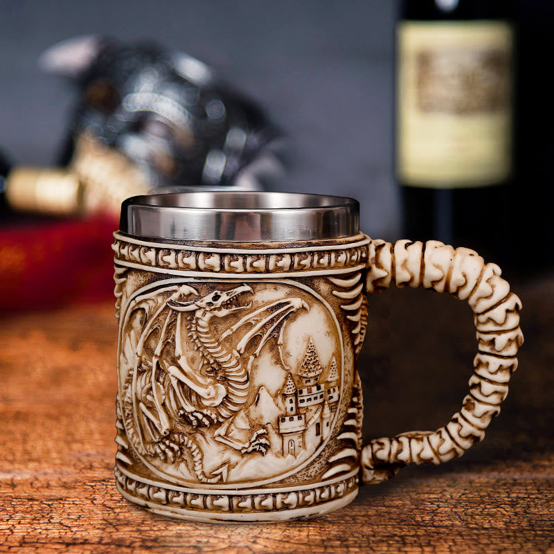 WorldNorse Viking Norse Dragon Carvings Beer Mug