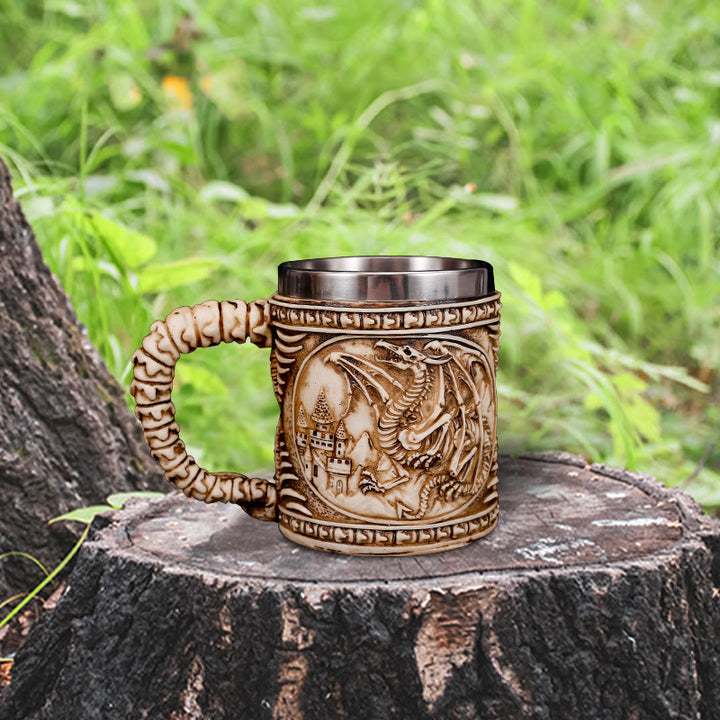 WorldNorse Viking Norse Dragon Carvings Beer Mug