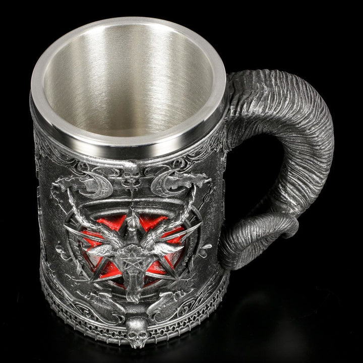 WorldNorse Gothic Ram Horn Demon Pentagram Mug
