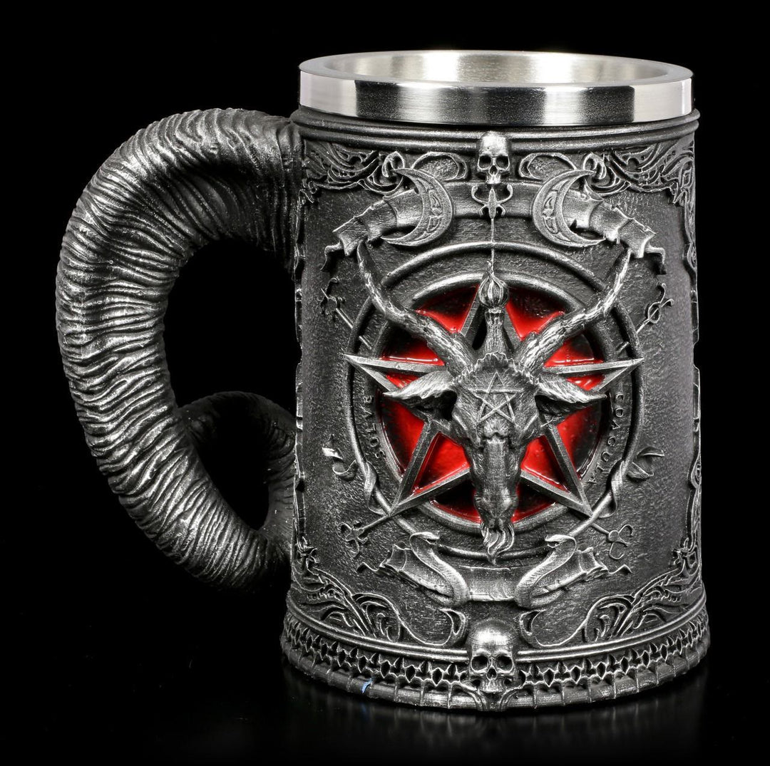 WorldNorse Gothic Ram Horn Demon Pentagram Mug