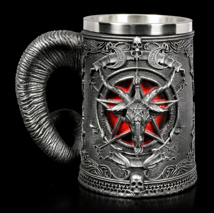 WorldNorse Gothic Ram Horn Demon Pentagram Mug