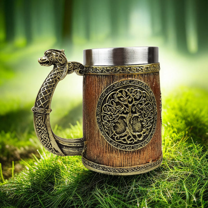 WorldNorse Yggdrasil Tree Of Life Norse Dragon Handle Mug