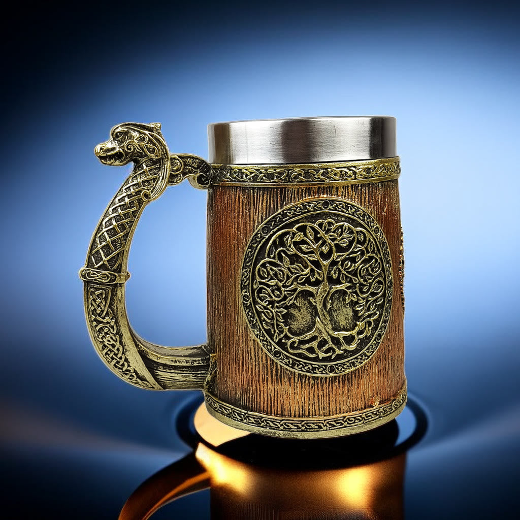 WorldNorse Yggdrasil Tree Of Life Norse Dragon Handle Mug