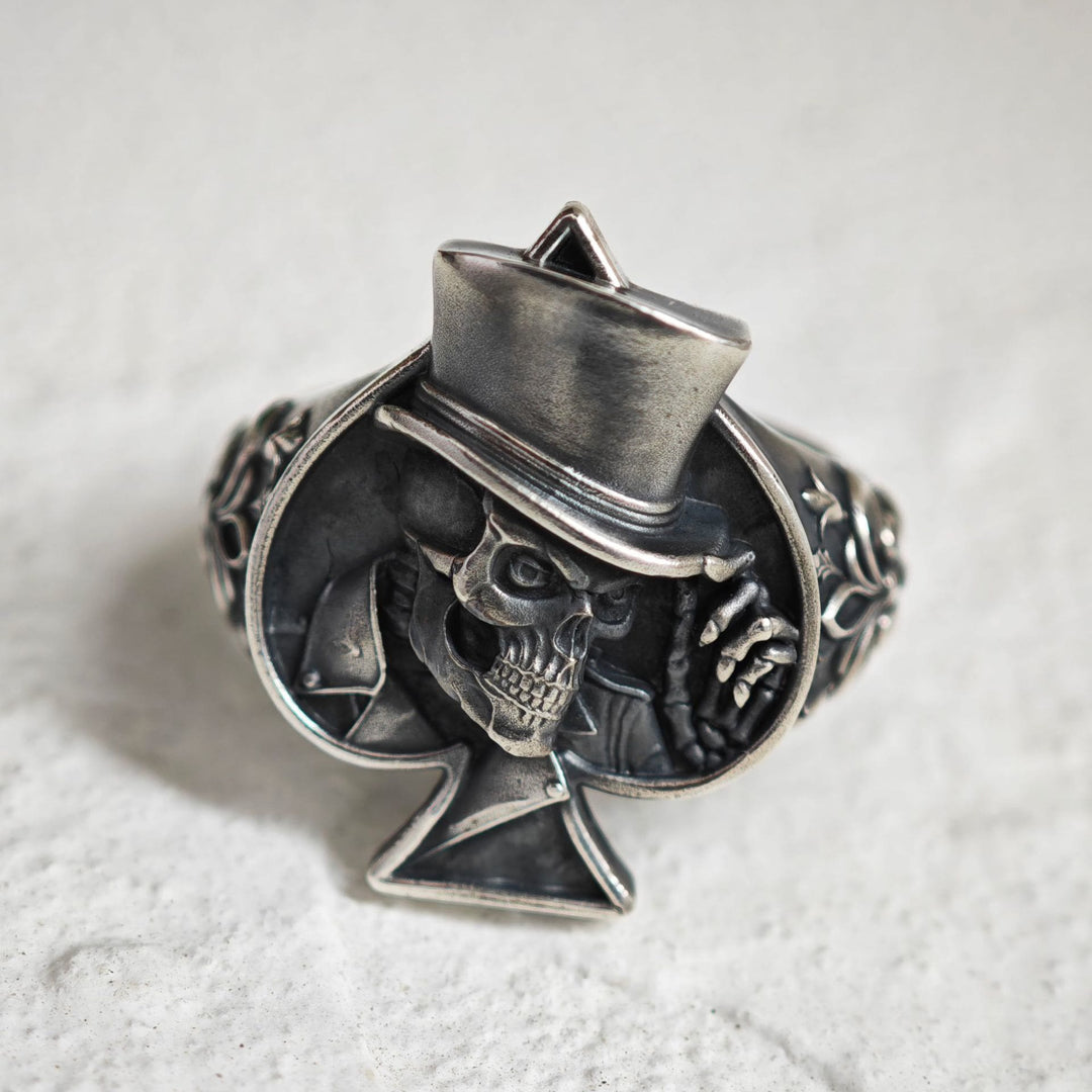 WorldNorse Gothic Skull Ace of Spades Men's Ring