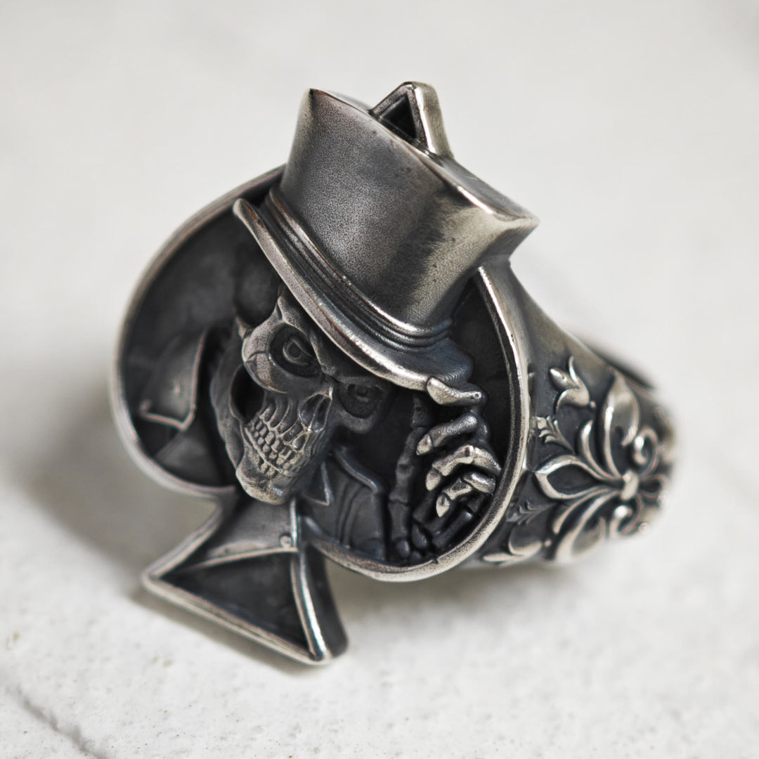 WorldNorse Gothic Skull Ace of Spades Men's Ring