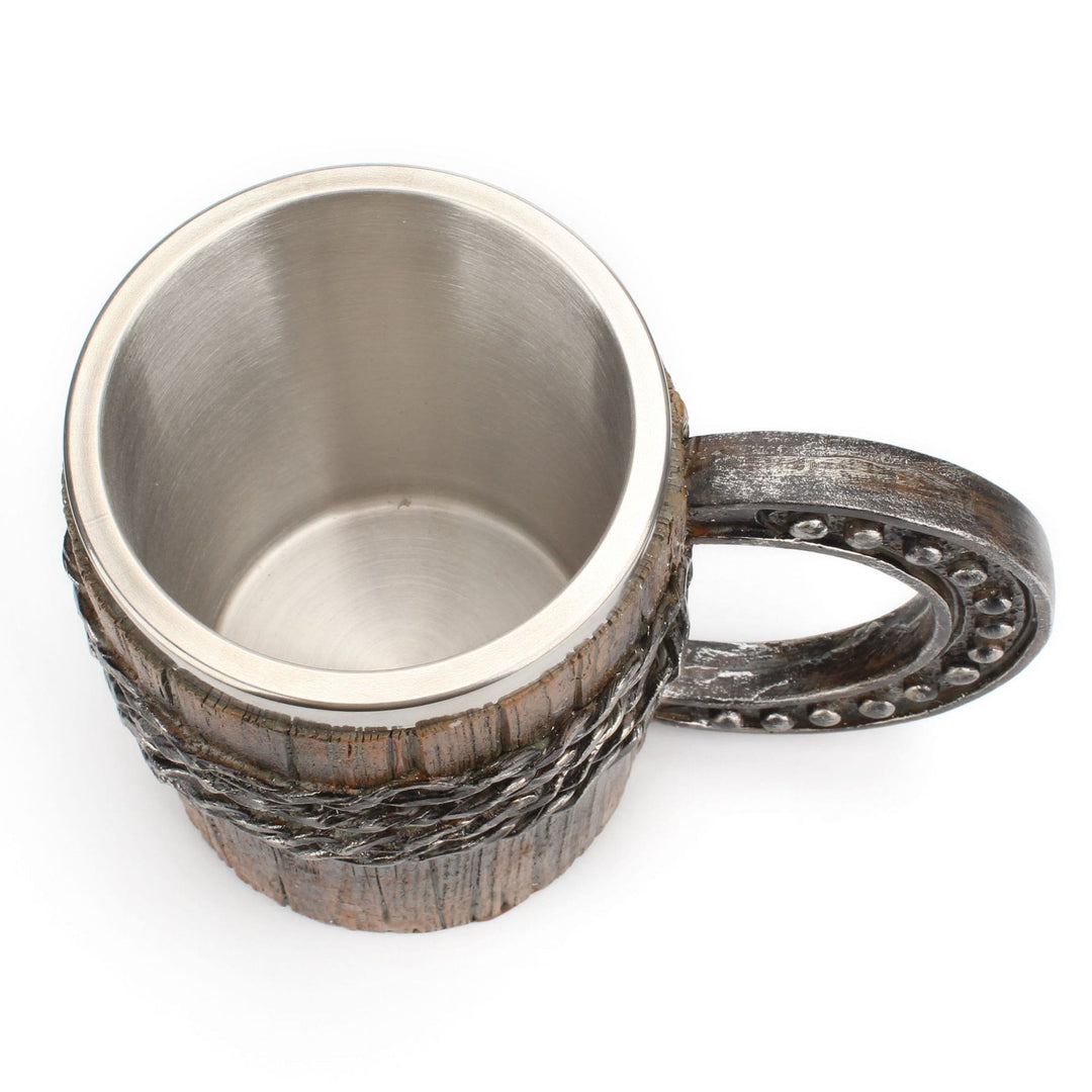 WorldNorse Wooden Finish Chian Horseshoe Handle Mug