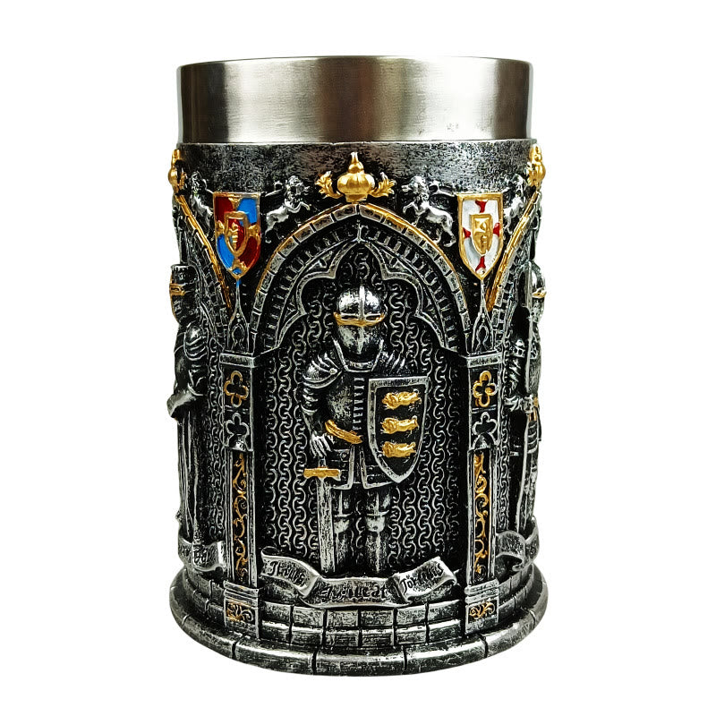 WorldNorse Medieval Knight Shield Chain Handle Mug