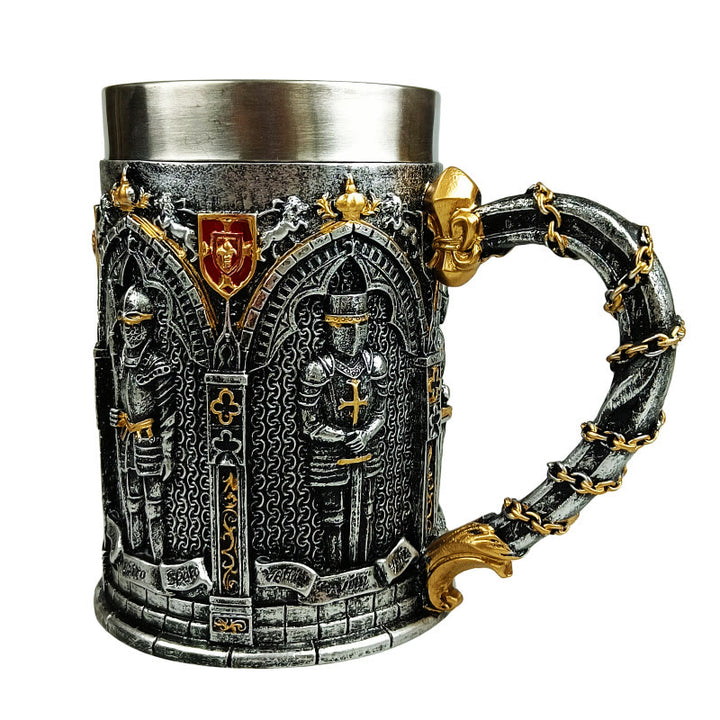 WorldNorse Medieval Knight Shield Chain Handle Mug