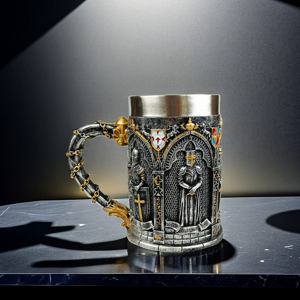 WorldNorse Medieval Knight Shield Chain Handle Mug