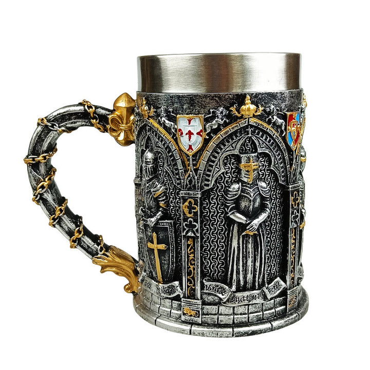 WorldNorse Medieval Knight Shield Chain Handle Mug