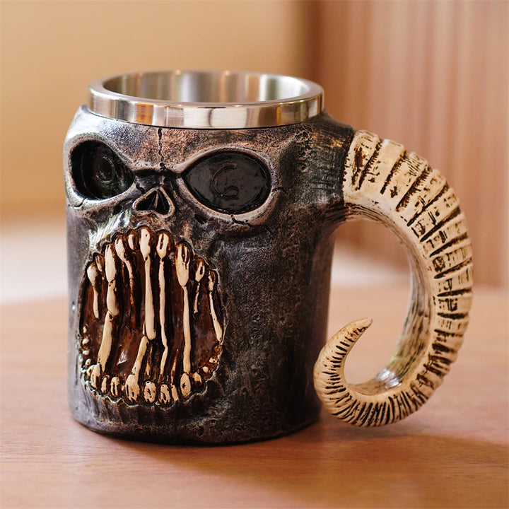 WorldNorse Skull Roaring Ram Horn  Mug