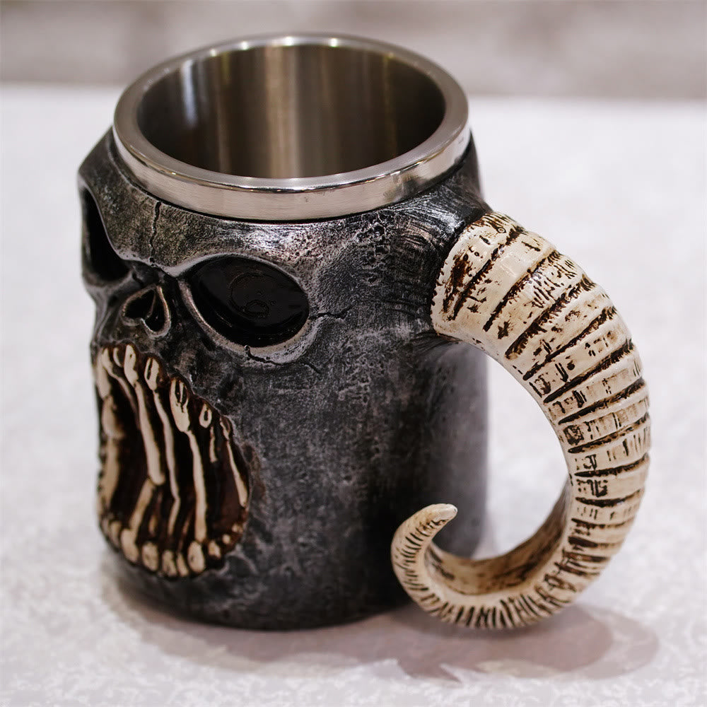 WorldNorse Skull Roaring Ram Horn  Mug