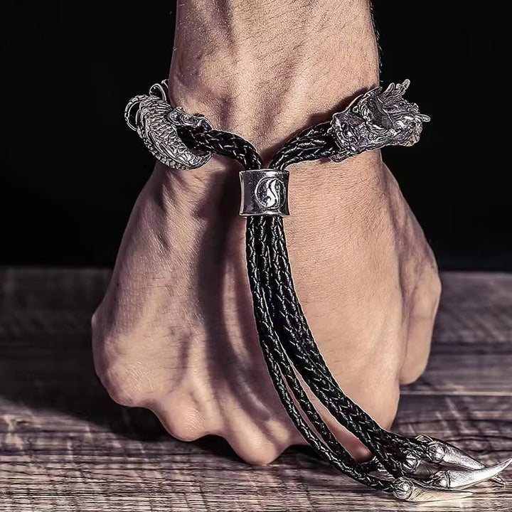 WorldNorse  Dragon Claws Braided Leather Bracelet