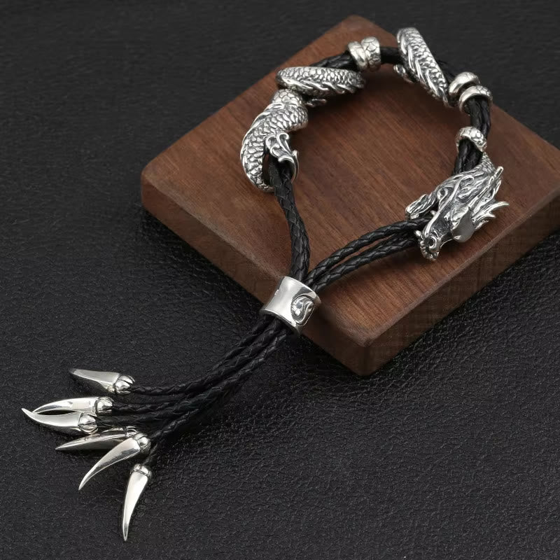 WorldNorse  Dragon Claws Braided Leather Bracelet