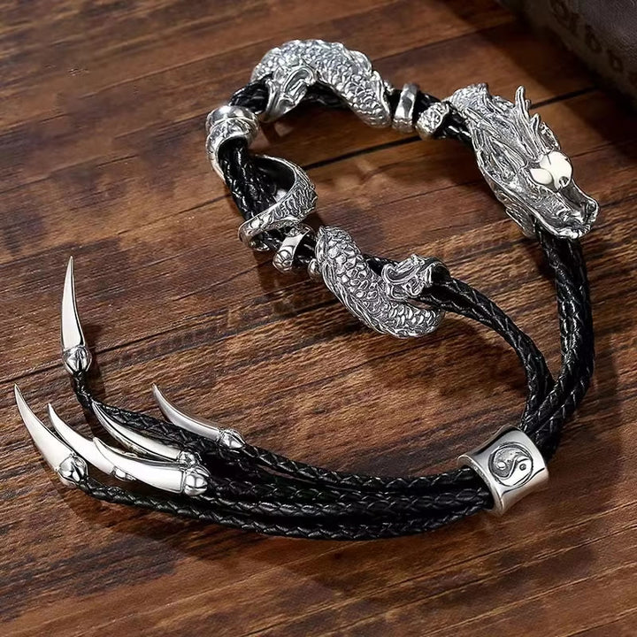 WorldNorse  Dragon Claws Braided Leather Bracelet