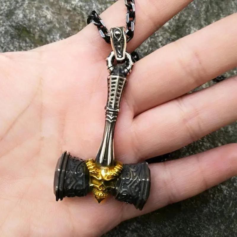 WorldNorse Viking Hammer Skull Necklace