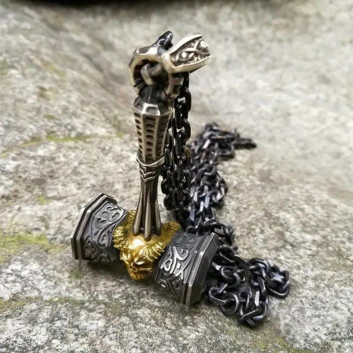 WorldNorse Viking Hammer Skull Necklace