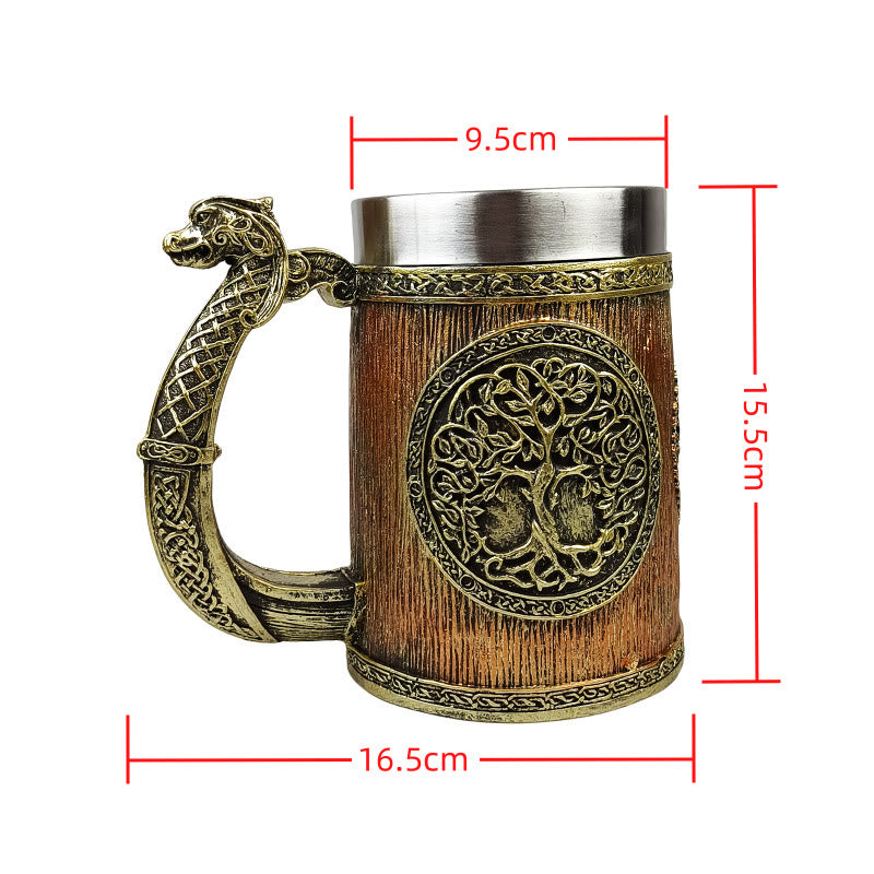 WorldNorse Yggdrasil Tree Of Life Norse Dragon Handle Mug