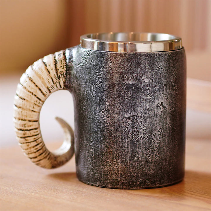 WorldNorse Skull Roaring Ram Horn  Mug