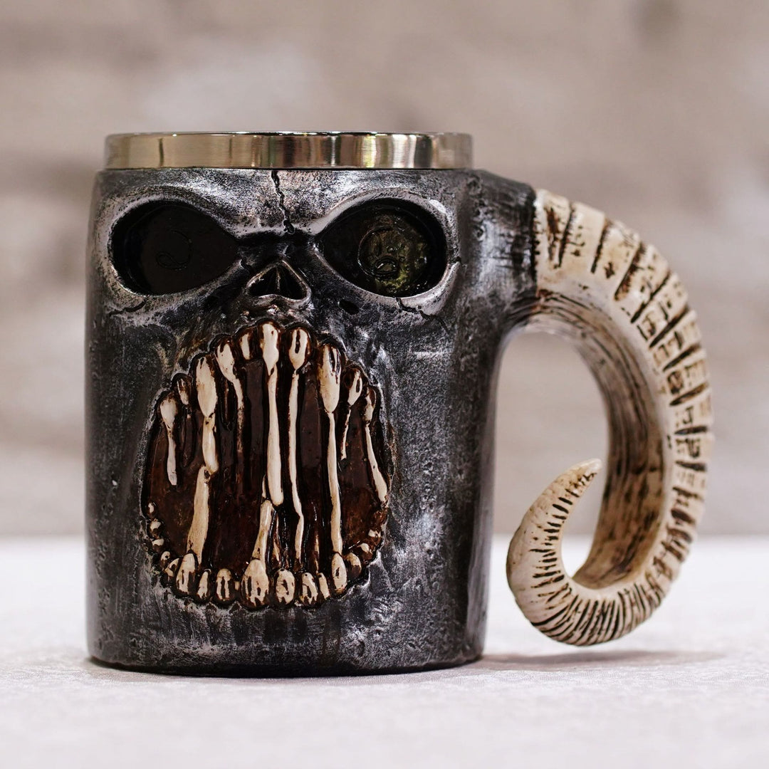 WorldNorse Skull Roaring Ram Horn  Mug