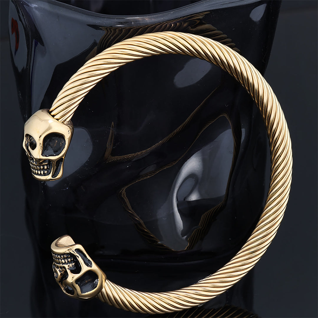 WorldNorse Woven Skull Double Head Bracelet