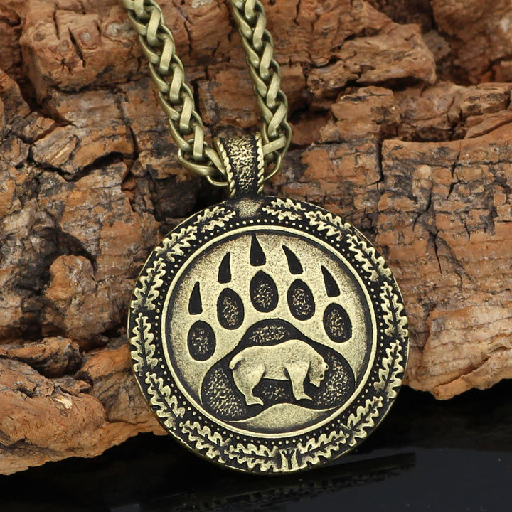 WorldNorse Viking Bear Paw Two Sided Necklace - Retro Bronze - image 1