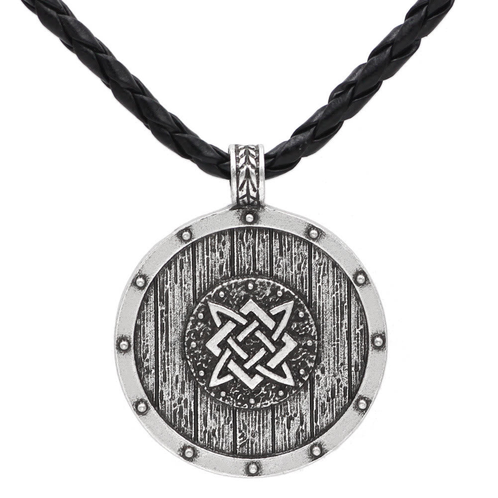WorldNorse Viking Round Shield Necklace - Retro Silver - With Leather Rope - image 4