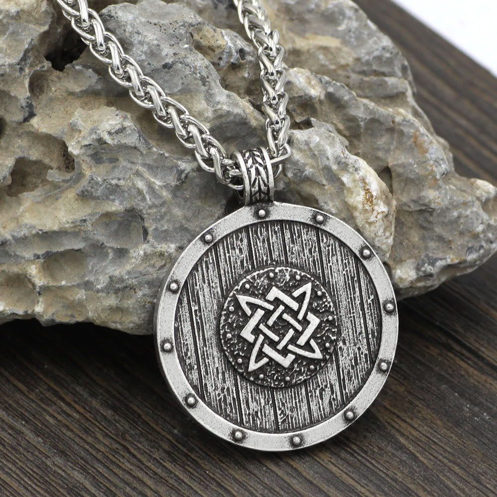 WorldNorse Viking Round Shield Necklace - Retro Silver - With Chain - image 0