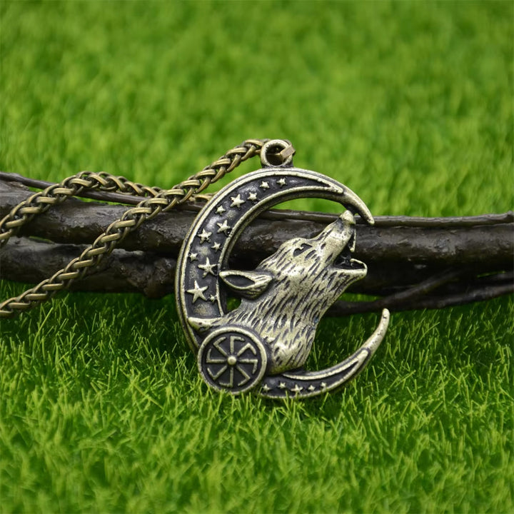 WorldNorse Cresent Moon Star Wolf Necklace - Bronze - image 5