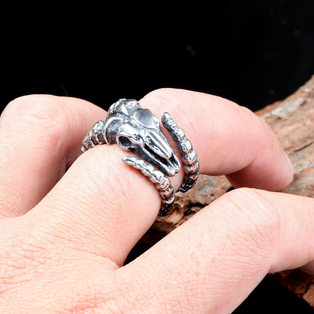 WorldNorse Goat Horn Skull Ring